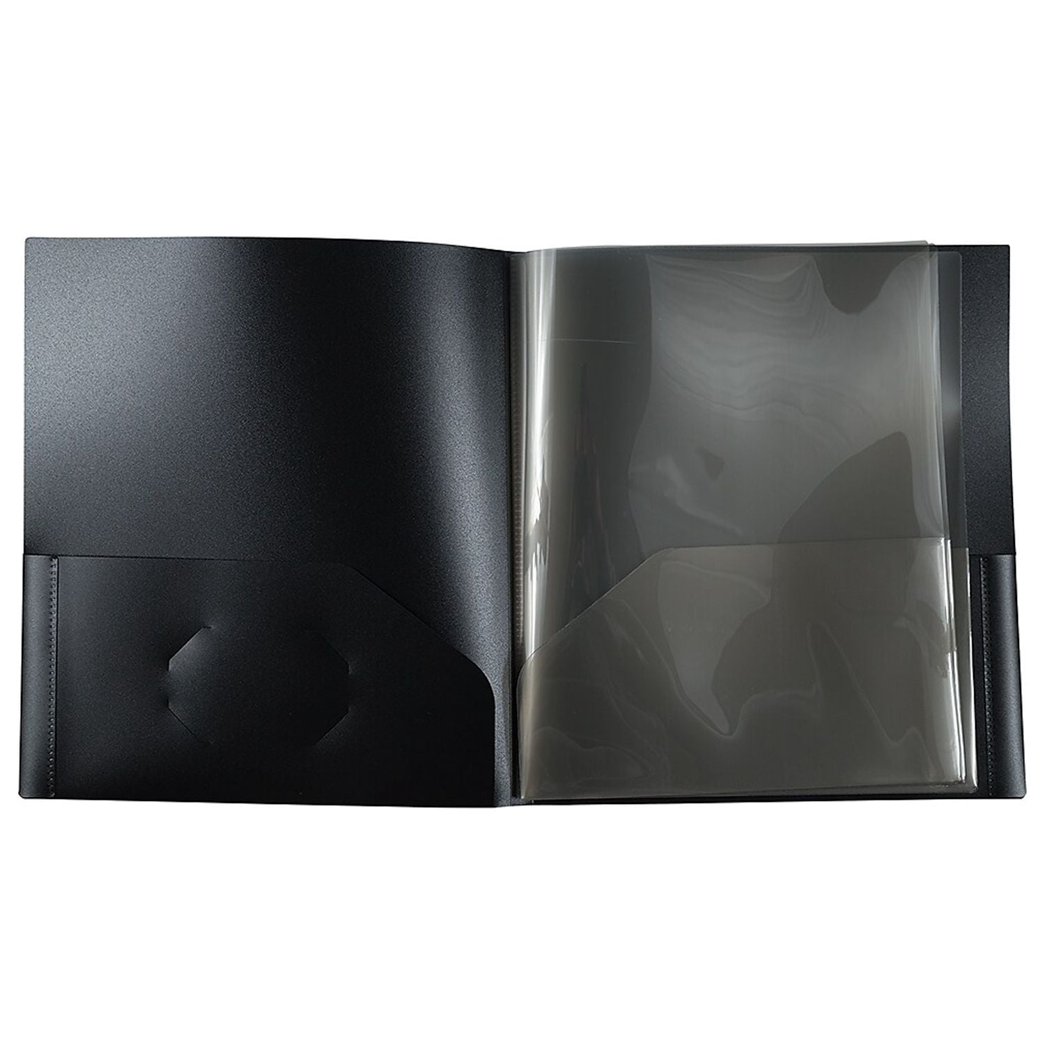 JAM Paper Heavy Duty Plastic Multi Pocket Folders, 10 Pocket Organizer, Black, 3/Pack
