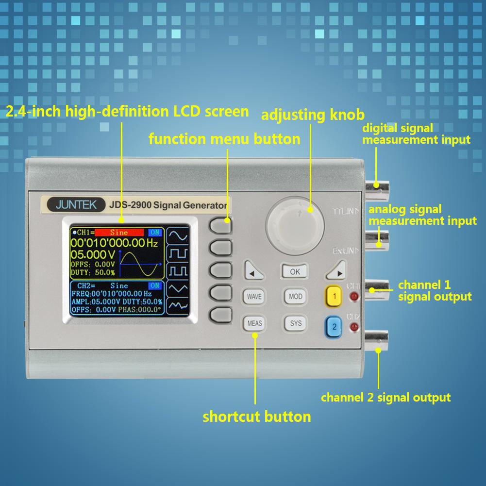 JDS2900 15-60MHz DDS Signal Generator Counter Frequency 2 Channel AC 100-240V 