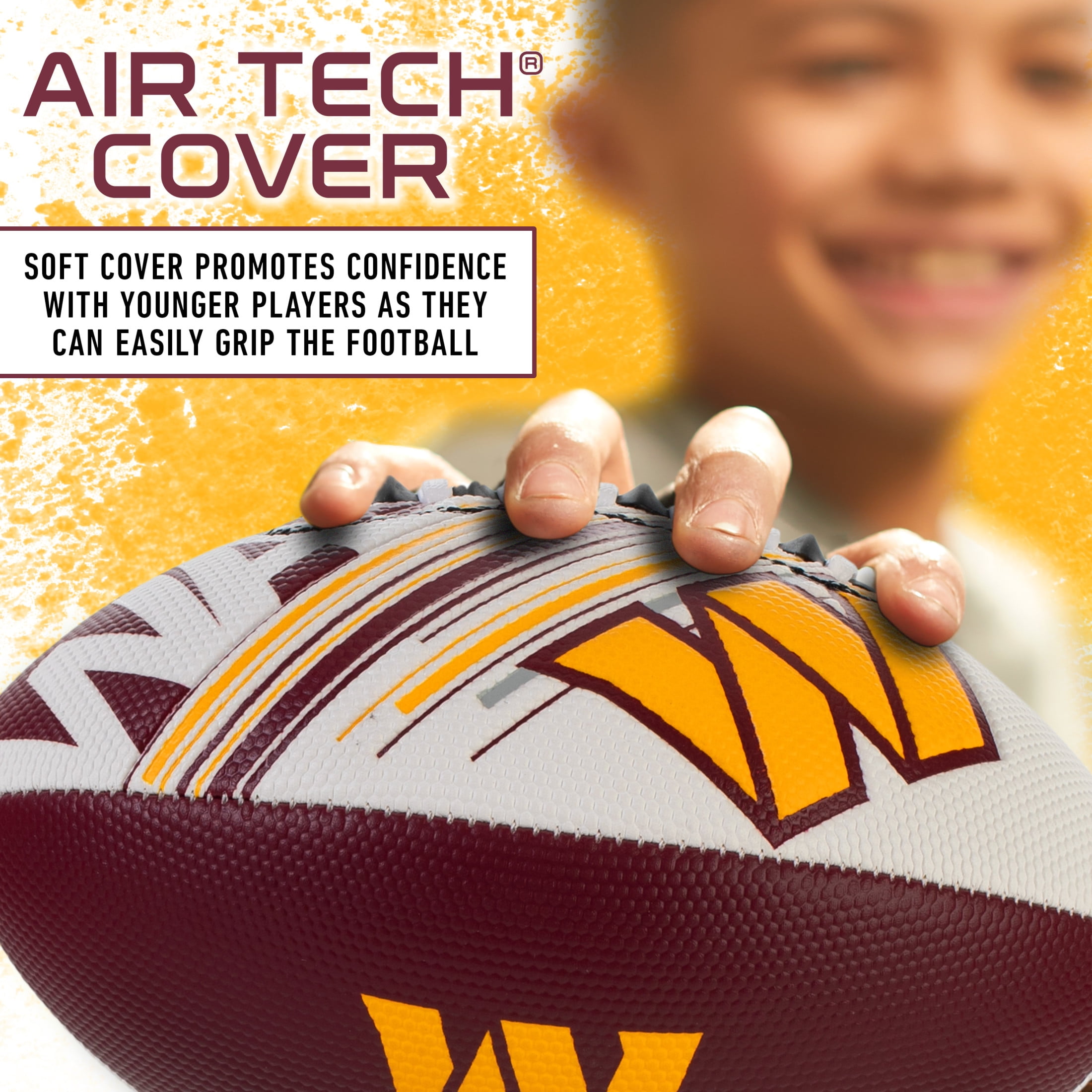 Franklin Sports NFL Washington Commanders Football - Youth Mini Football - 8.5" Football- SPACELACE Easy Grip Texture-  Perfect for Kids !