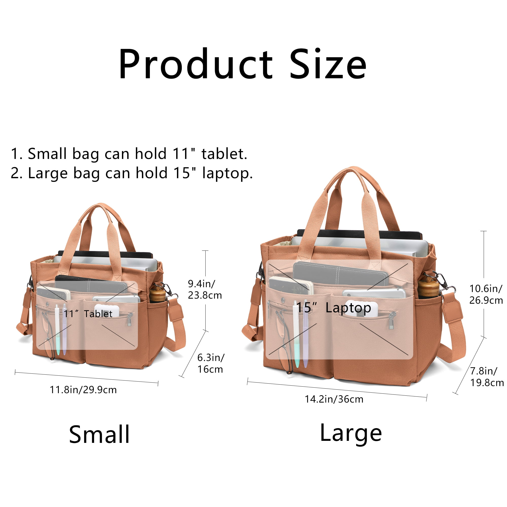 2pcs/set Women'S Large Canvas Tote Bag - Multi-Pocket Laptop Work Bag, Crossbody Shoulder Hobo Messenger Handbag, Purse for Travel, Gym, and Everyday Use