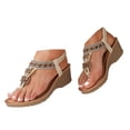 thumbnail image 3 of DAFEI Summer Ladies Bohemian Korean Thick Bottom Rhinestone Sandals Female Fashion Slope Heel Sandals, 3 of 8