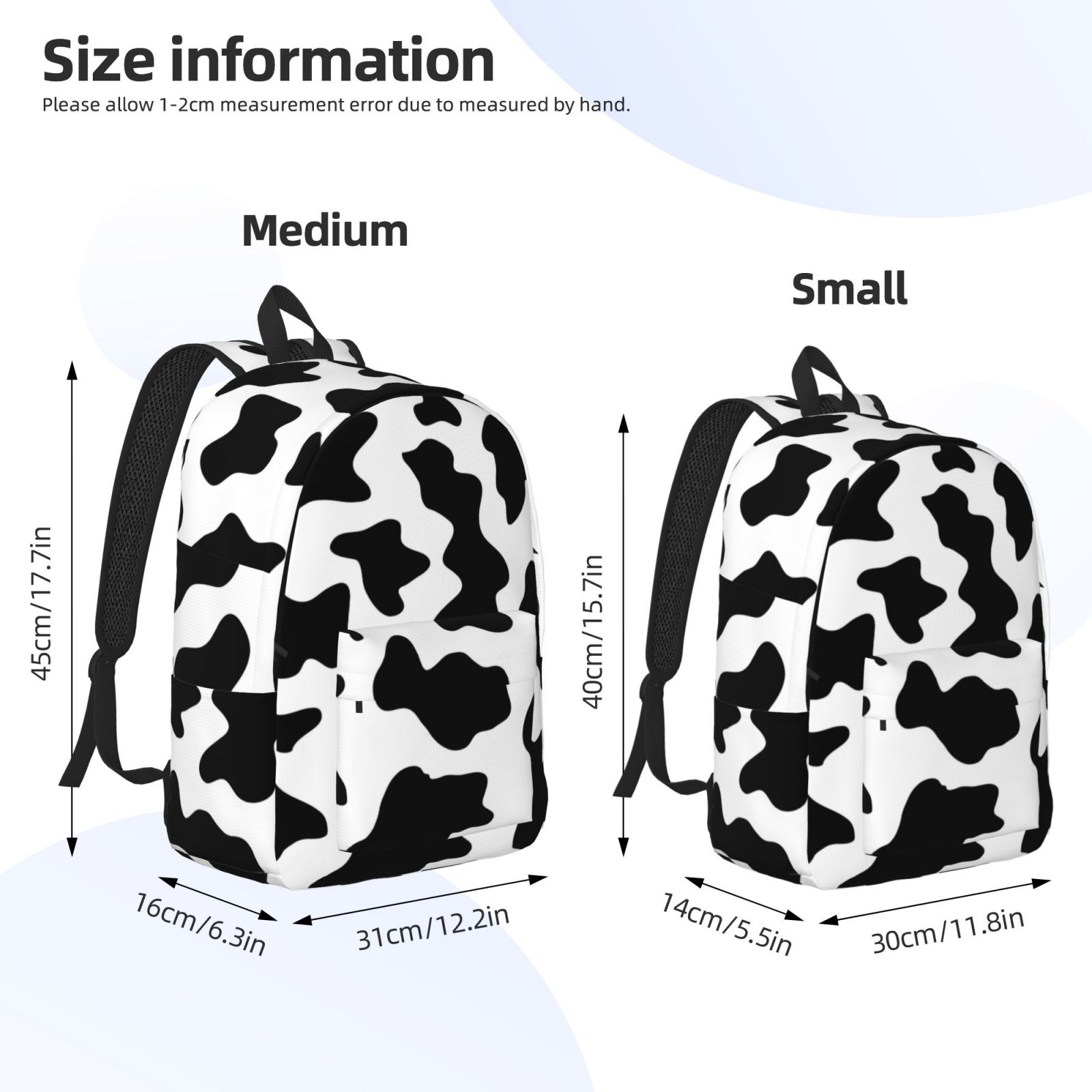 Ratiio Milk Cow Print Canvas Backpack for Women & Men Retro Aesthetic Rucksack Basic Backpack for High School/College Students Travel Laptop Bag