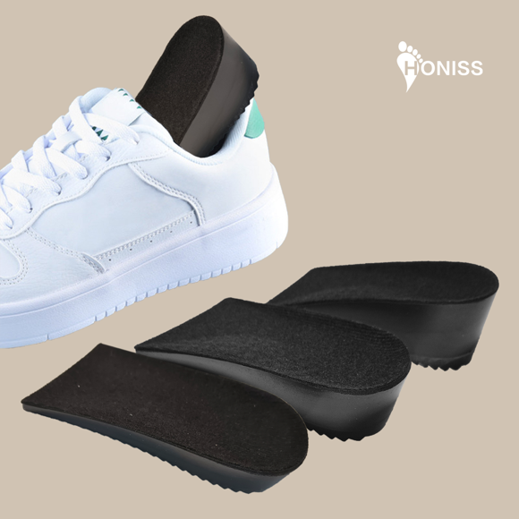1 pair of new PU heightening insoles, shock-absorbing and non-slip, suitable for men and women in three heights, invisible heigh black 1.5CM