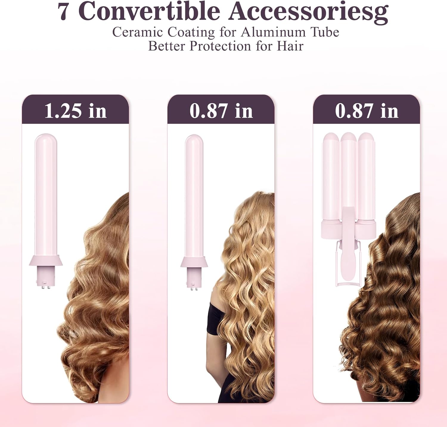 7-in-1 Curling Iron & Hair Waver Set with Interchangeable Barrels - Includes 3 Barrel Waver, Curling Wand & Brushes for All Hair Styles