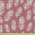 thumbnail image 2 of Ambesonne Bohemian Fabric by the Yard Upholstery, Curly Feathers Drawing, 2 Yards, Pastel Pink and White, 2 of 5