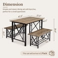 thumbnail image 3 of Ktaxon Farmhouse Dining Table Set for 4, 47.2" Rectangle Dining Table with 2 Benches, Modern Rectangle Dining Set 3 Pieces for Small Spaces, Apartment Friendly, Black Oak, 3 of 10