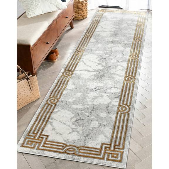 Well Woven Fairmont Huntington Modern Border Ivory 2'7" x 9'10" Runner Rug