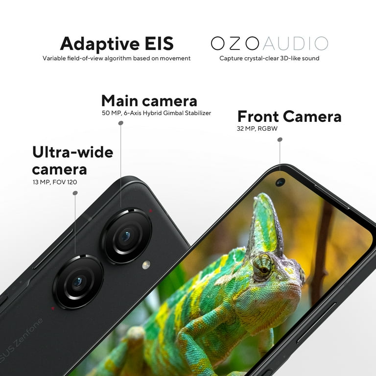 ASUS Zenfone 10 Cell Phone, 5.9” FHD+ AMOLED 144Hz, IP68, 32MP Front Camera,  8GB+128GB , 5G LTE Unlocked, Black, AI2302-8G128G-BK [US version]