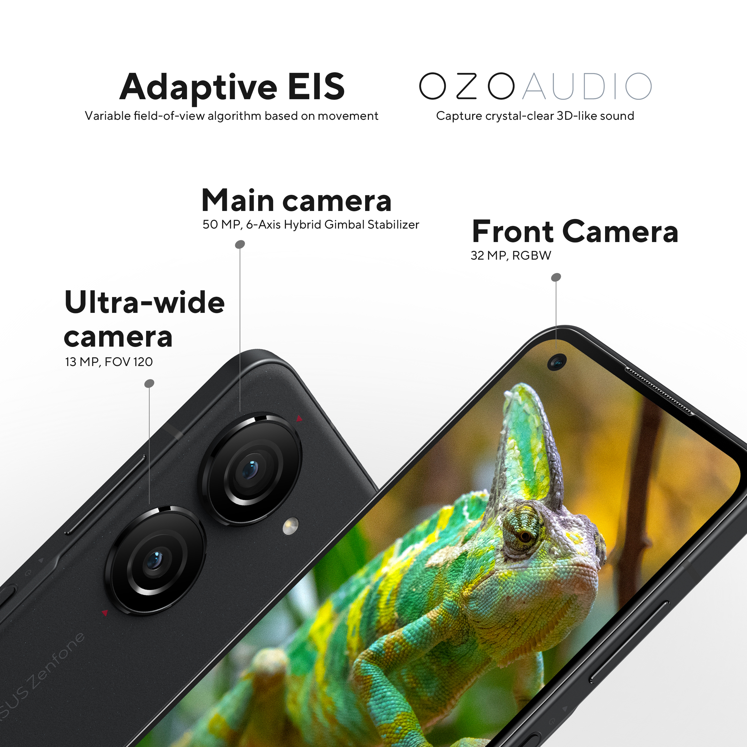 ASUS Zenfone 10 Cell Phone, 5.9” FHD+ AMOLED 14 4Hz, IP68, 32MP Front Camera, 8GB+ 256GB , 5G LTE Unlocked, Black, AI2302-8G256G-BK [US version] - image 3 of 4