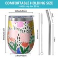 thumbnail image 5 of 12oz Stemless Wine Tumblers Pioneer Flower Vacuum Insulated Stainless Steel Travel Tumbler Cups Mug with Lid and Straw for Champaign,Cocktail,Beer with Cleaning Brush, 5 of 5