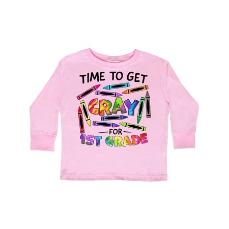 

Inktastic Time to Get Cray for 1st Grade Back to School Gift Toddler Boy or Toddler Girl Long Sleeve T-Shirt