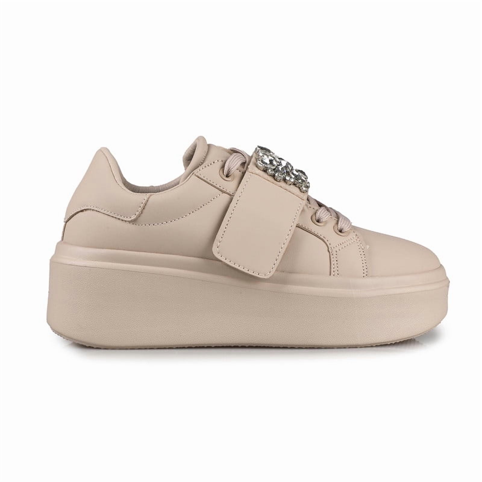 Women’s Lightweight Platform Fashion Sneakers with Rhinestone Detail
