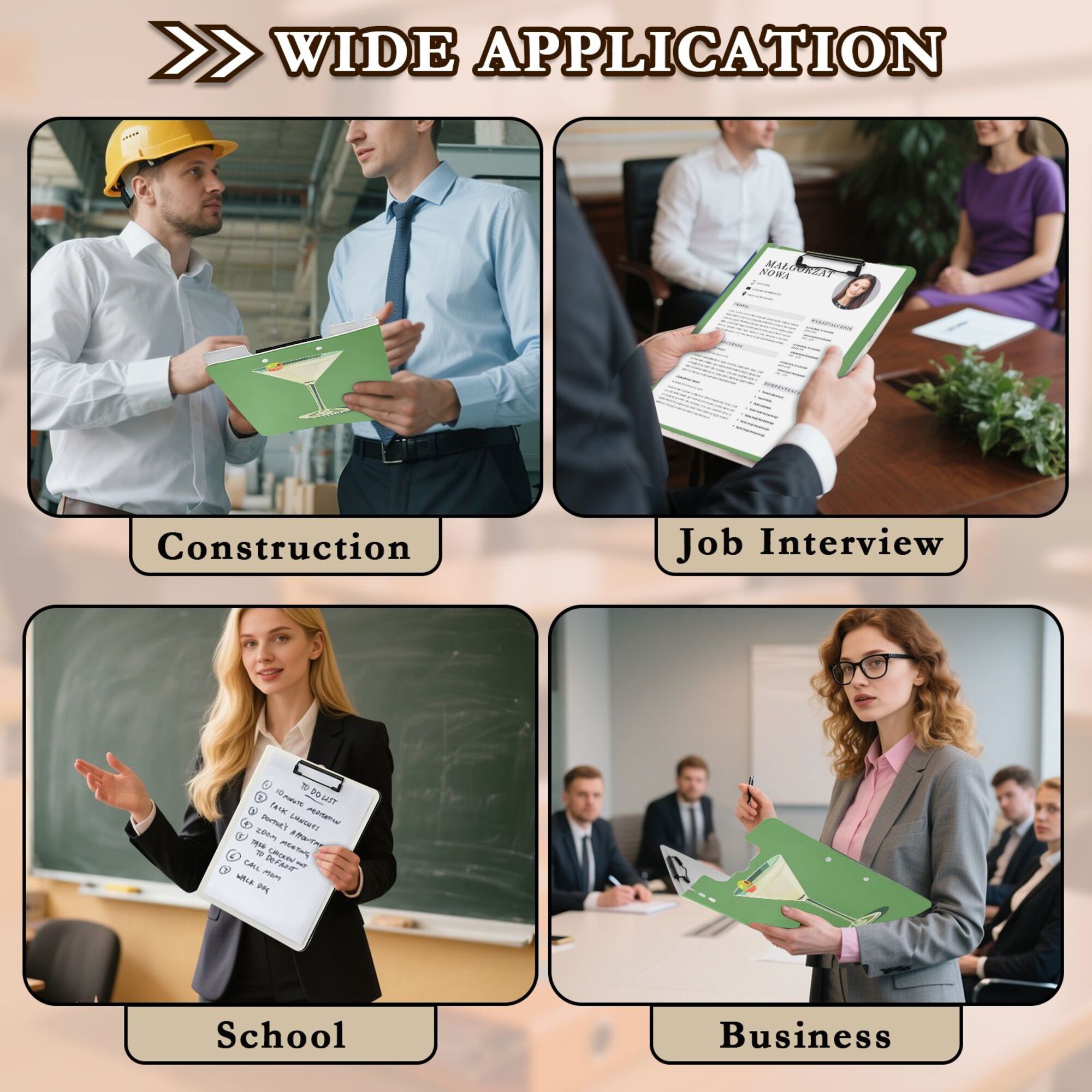 FORMRS A4 Clipboard Folder with Pen Holder Horizontal Foldable School Office Binder, Green Lemon Juice