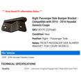 thumbnail image 2 of Right Passenger Side Bumper Bracket - Compatible with 2010 - 2016 Hyundai Genesis Coupe 2011 2012 2013 2014 2015, 2 of 2