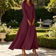 thumbnail image 2 of Nowekniz Women's Solid V Neck Maxi Dress Elegant A-Line Long Flowy Dress For Wedding Guest Cocktail Party Formal, 2 of 6