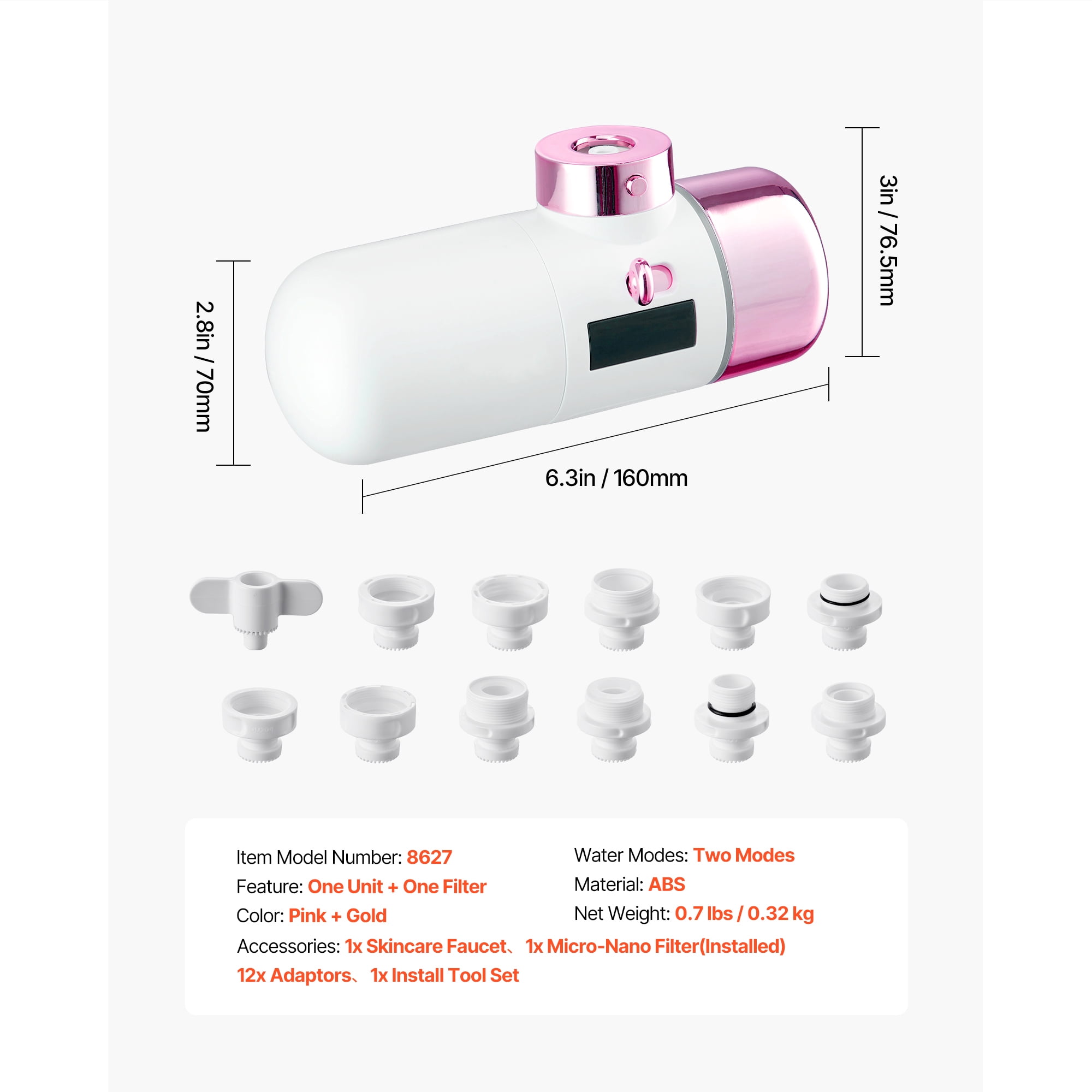 KFFKFF Skincare Water Filter with Micro-Nano Bubble Technology, Faucet-Mounted Purifier for Skin Care, products comply with NSF Standard