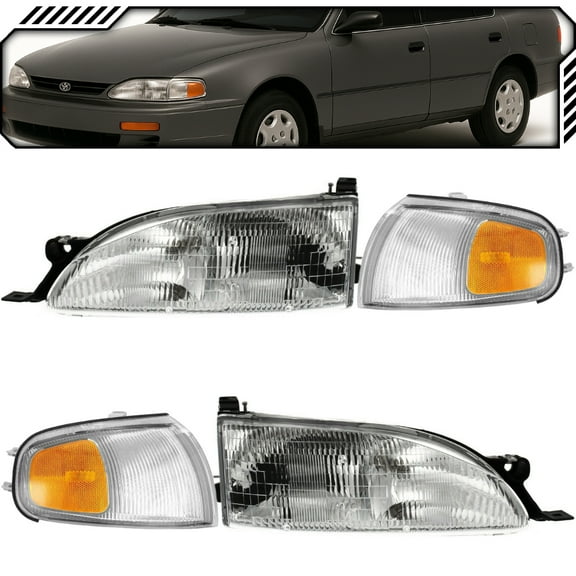 EPIC LIGHTING Halogen Replacement Spec Headlights Compatible with TOYOTA 95-96 CAMRY [ TO2502112 TO2520139 8115006032 8162006020 ] Combo