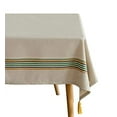 thumbnail image 3 of Fennco Styles Classic Striped Tassel Woven Tablecloth 55" W x 55" L - Ivory Table Cover for Banquets, Holiday, Special Events, Home, Dining Room DÃ©cor and Everyday Use, 3 of 8
