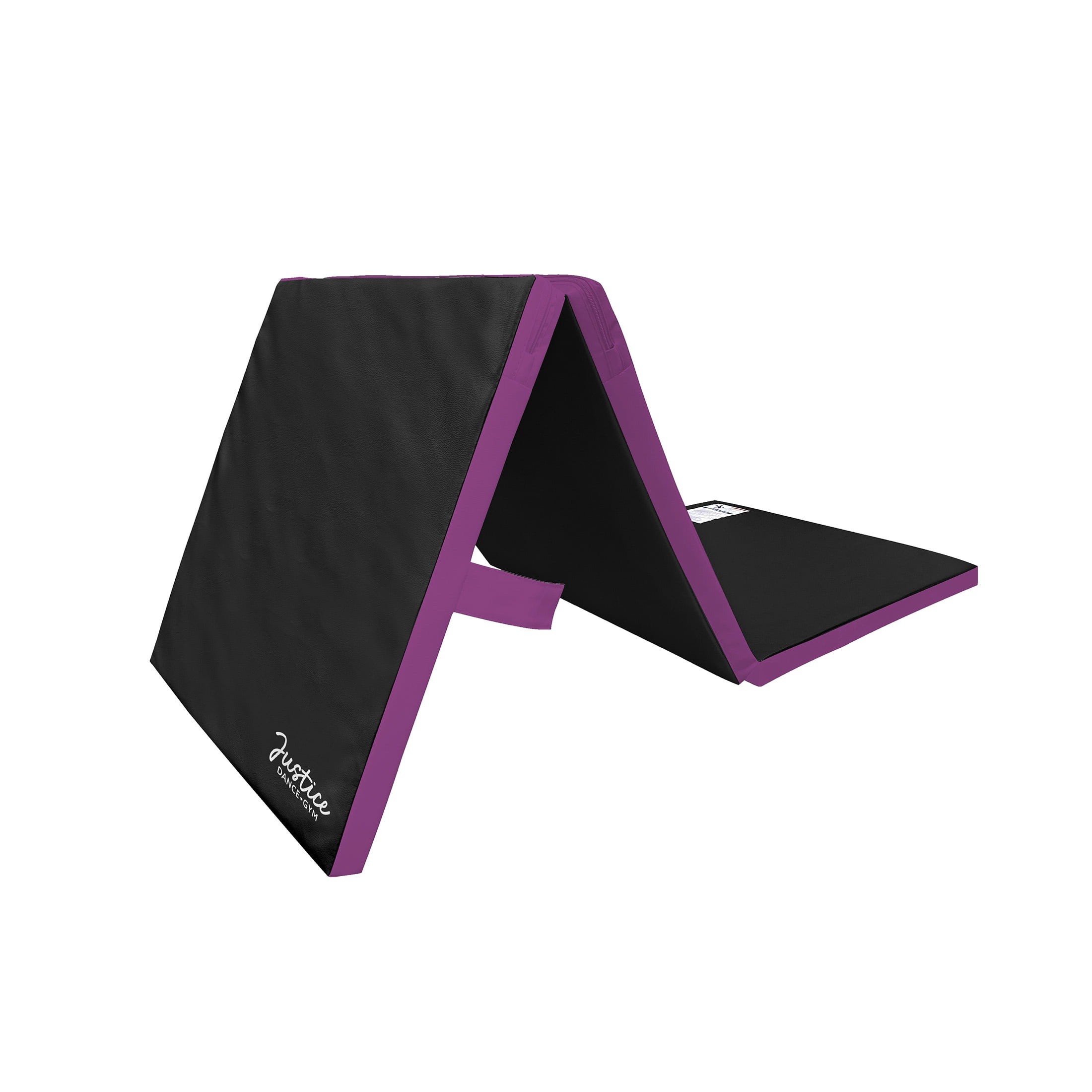 Justice 6ft Three-Fold Gymnastics Mat with Carry Handles, Black Iridescent, 1.5-inch Thickness