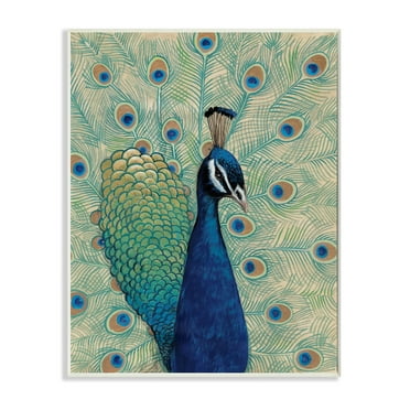 Stupell  'Blue Peacock' Stretched Canvas Wall Art 16 x 20