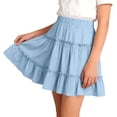 thumbnail image 5 of NAISIBABY Girls Tiered Skirt, A-Line Ruffles Casual Flowy High Rise Summer Pleatd Mini Skirt Light Blue Size 12, 5 of 6