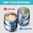 thumbnail image 4 of 12oz Stemless Wine Tumblers Blue Tie Dye Flower Mandala Pattern Vacuum Insulated Stainless Steel Travel Tumbler Cups Mug with Lid and Straw for Champaign,Cocktail,Beer with Cleaning Brush, 4 of 5