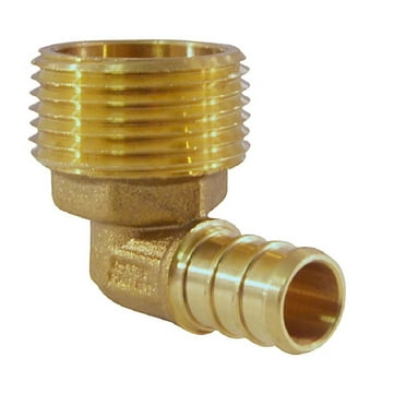 Apollo Valves APXME1234 Pipe Elbow, 1/2 x 3/4 in, Barb x MNPT, 90 deg Angle, Brass, 200 psi Pressure