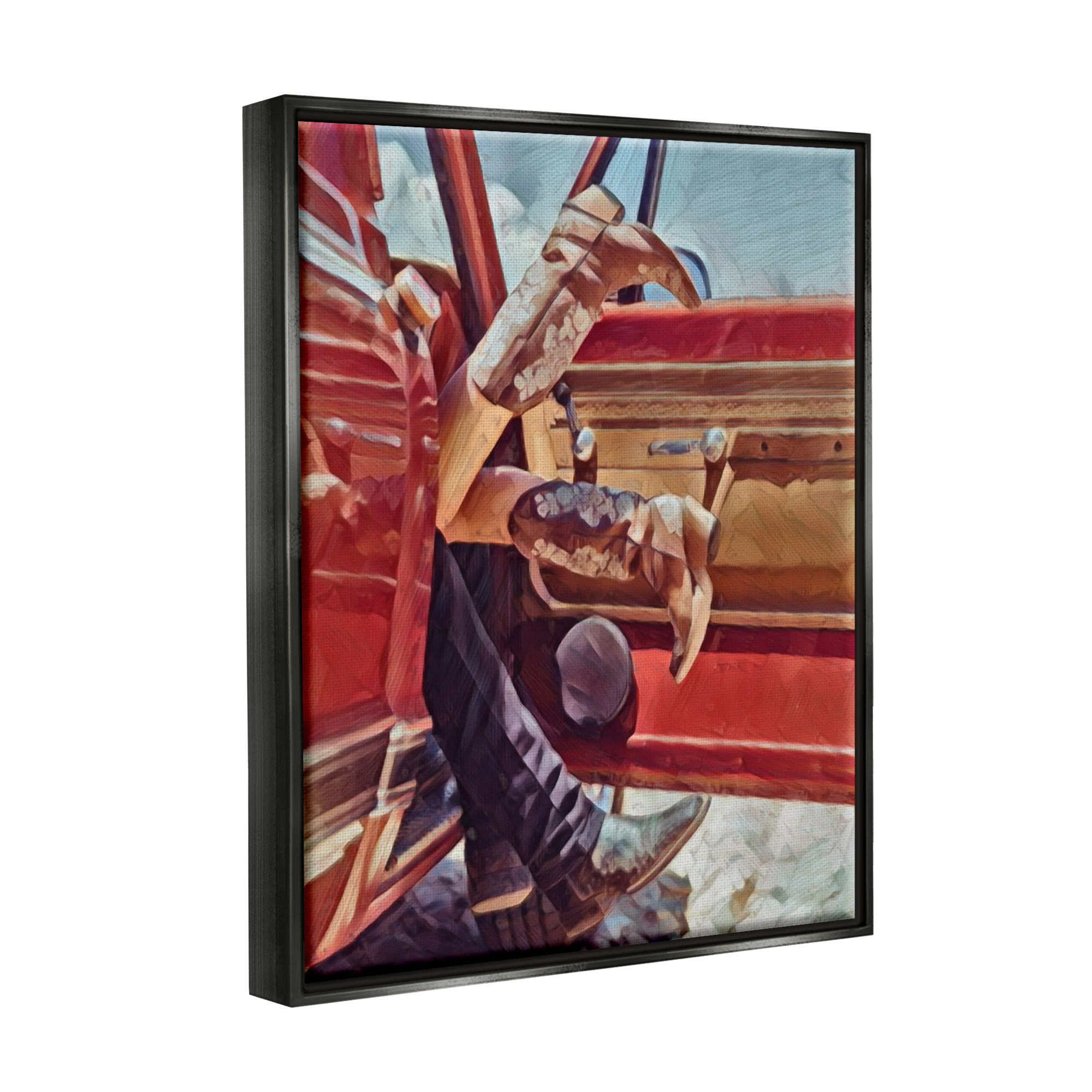 Stupell Industries Romantic Cowboy Boots Couple Transportation Painting Black Floater Framed Canvas Art Print Wall Art, 17 x 21