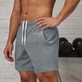 thumbnail image 4 of Lenago Men's Shorts Athletic Mens Shorts Casual Men's Solid Color Pants Bandage Elastic Waist Pocket Casual Fashionable Shorts Gray XXL, 4 of 5