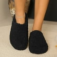 thumbnail image 6 of Cotton House Slippers for Women Comfortable Closed Toe Warm Fuzzy Slippers Platform Non Slip Bedroom Shoes Black Size 8.5, 6 of 7