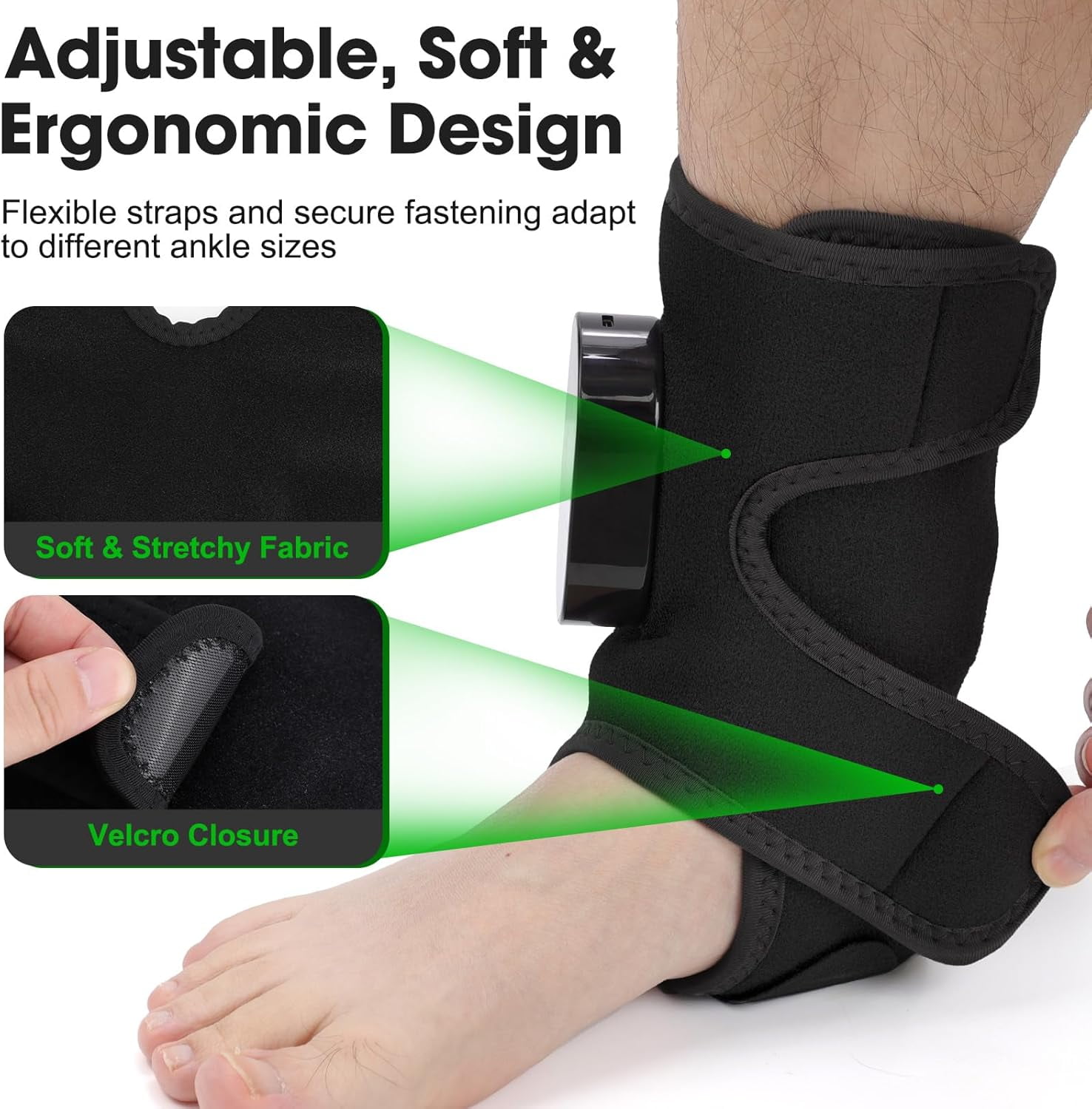 Ankle Heated Massager, Ankle Heating Pad, Foot Heated Massager Brace with 6 Heat, 3 Vibration & Timer Modes, Adjustable Strap, Dual Motor, 3000mAh Battery for Left/Right Feet, Black 2pcs