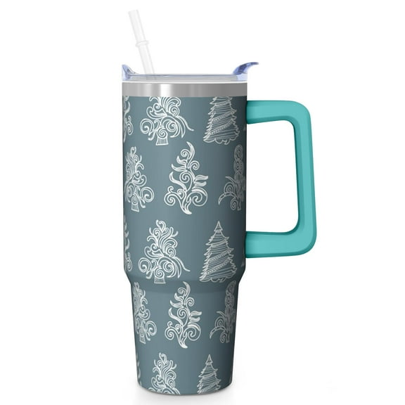 30oz Winter Tumbler with Lid and Straw, Stainless Steel Cup with Handle Travel Coffee Mug, Xmas Gifts for Adults
