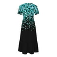 thumbnail image 2 of Robe à Manches Courtes Imprimée pour Femme, Robe Décontractée à Col Rond avec Motif Intégral, Robe Légère en Polyester Lavable à la Machine pour Usage Quotidien, 2 of 5