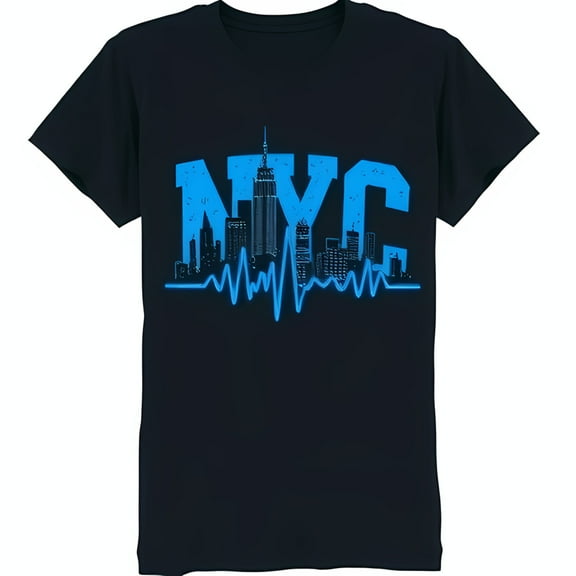 Stylish Black Neck T-Shirt with NYC Graphic Soft & Comfortable Tee