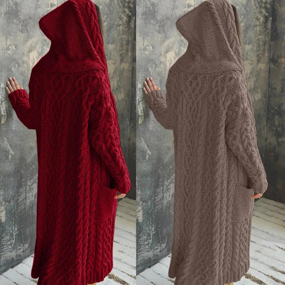 Knitted Clothes With Hats Loose Sleeves Hood Design For Shopping 