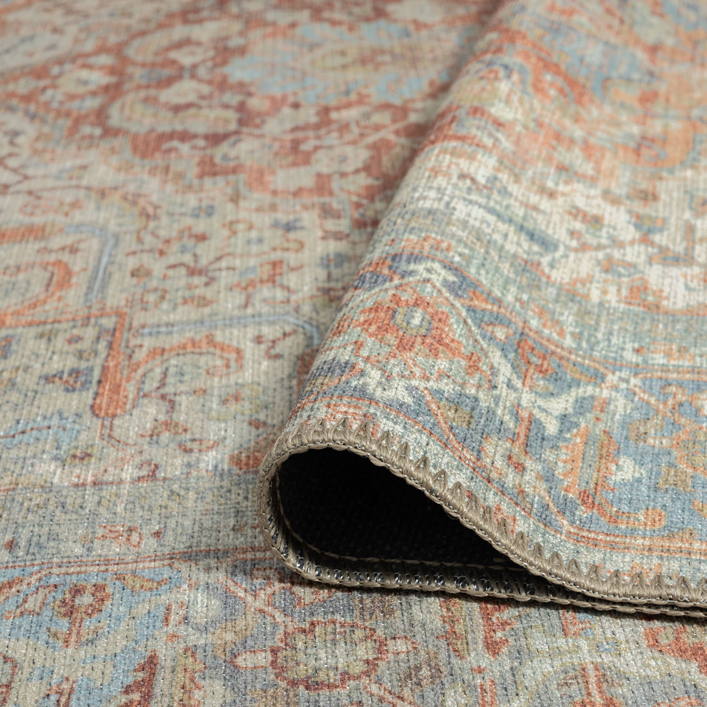 Traditional 5x7 Area Rug (5'3'' x 7'3'') Oriental Rust, Beige Living Room Easy to Clean Machine Washable
