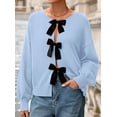 thumbnail image 3 of Suéter Cardigan PRETTYGARDEN para Mujer con Lazo Azul Claro, 3 of 8