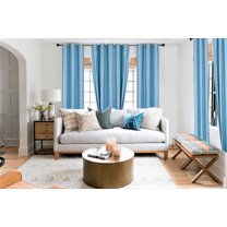 Light Blue 1-Piece Adam Solid Blackout Grommet-Top Window Curtain Panel 37" W X 63" L