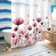 thumbnail image 5 of No Hook Shower Curtain, Watercolor Flowers Shower Curtains for Bathroom with See Through Top Window, Spring Pink Ink Floral Botanical Waterproof & Washable Bath Curtain 66"x72", 5 of 9