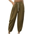 thumbnail image 2 of LEBONYARD Womens Wide Leg Palazzo Pants High Waisted,Women's Casual Fashion Elastic-waist Pants Loose Casual Pants Army Green L, 2 of 6