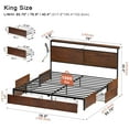 thumbnail image 6 of GUNAITO King Size Bed Frame with Headboard and 4 Storage Drawers LED Platform Bed Frame with Charging Station Brown, 6 of 9