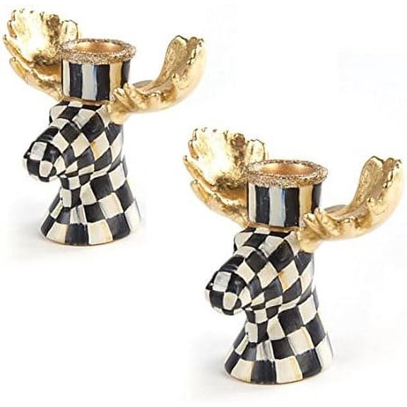 Mackenzie-Childs Courtly Check Moose Candlesticks