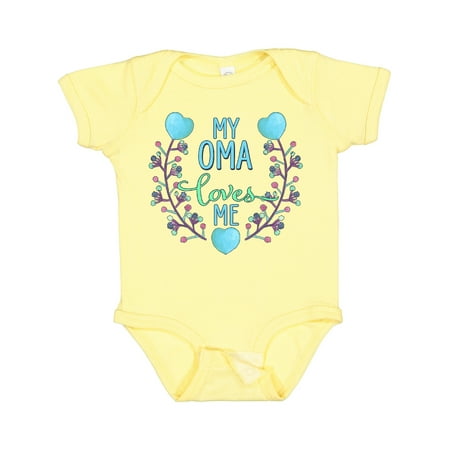 

Inktastic My Oma Loves Me with Flowers and Hearts Gift Baby Boy or Baby Girl Bodysuit