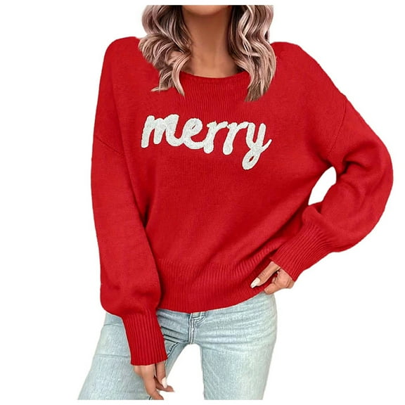Wdgfv Women's Holiday Fair Isle Wool Blend Pullover Sweater Festive Holiday Knit Crewneck Long Sleeve Top for Women Cozy Soft Winter Pullover Sweater