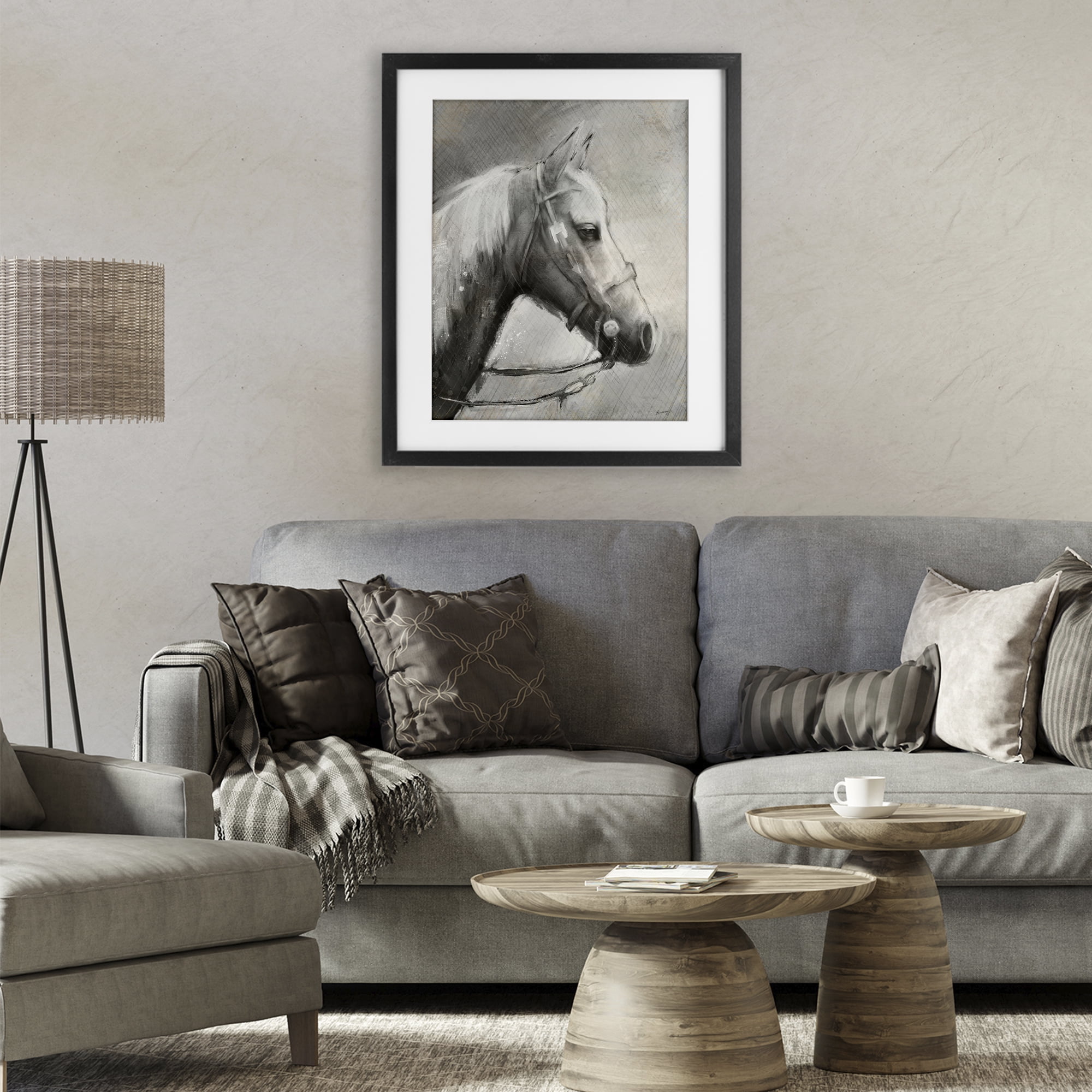 Stupell Industries Modern Ranch Horse Black Framed Print Under Glass, design by Chad Barrett