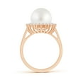 thumbnail image 2 of Angara South Sea Cultured Pearl Ring with Floral Halo in 14K Rose Gold for Women | June Birthstone Jewelry for Her, 2 of 8