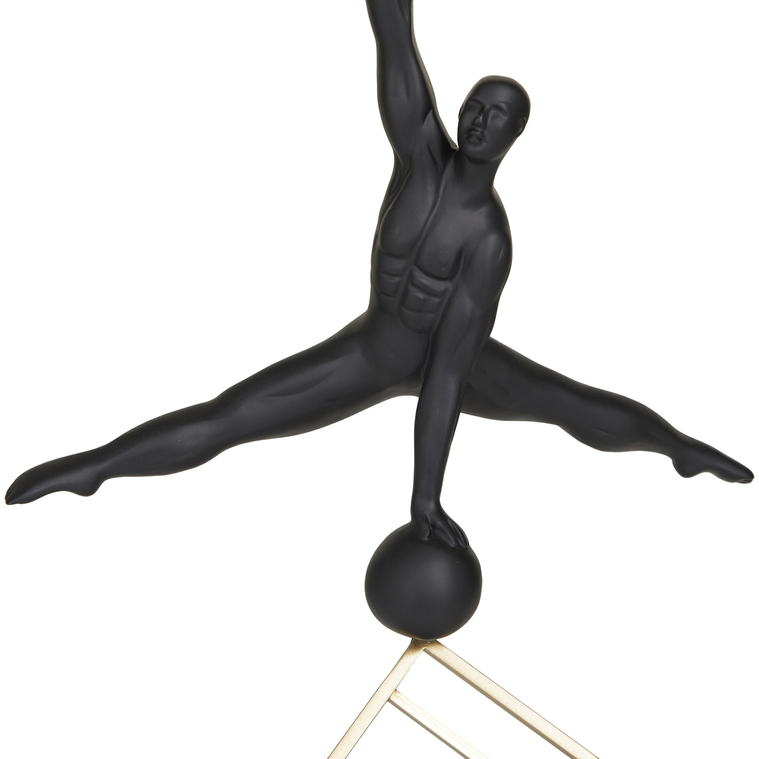 11" x 19" Black Marble Gymnast Sculpture with Gold Cube Base, by DecMode