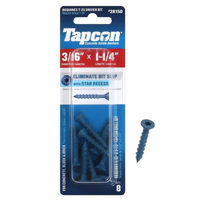 Tapcon 28555 3/16x1-3/4 Blue Star Drive Bugle Head Concrete Anchors 225/Box 