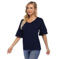 thumbnail image 2 of Women's Ruffle Tunic Top Casual V Neck Shirt Bell Half Sleeve Pullover Blouse Top, 2 of 5