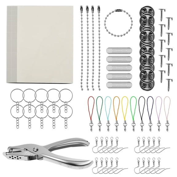 Evjurcn 166Pcs Shrinky Dink Sheets Kit Shrink Paper Keychain Kit with 20 Shrink Papers 10 Key Rings 10 Ear Hooks 100 Opening Ring Hole Puncher Shrinking Plastic Sheets Kit for DIY Craft